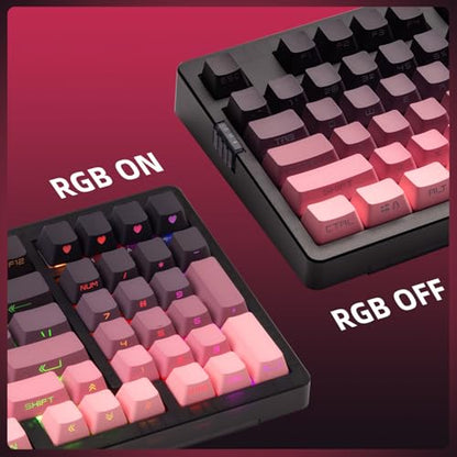 ZORNHER ZH980 Mechanical Keyboard Wireless,95% Pink Creamy Keyboard with Number Pad,Gaming Keyboard with Number Pad,Lighted Up PBT Keycaps,Loud Keyboard Clicky Blue Switches,Full Size - color: Blackberry, size: Clicky Switch