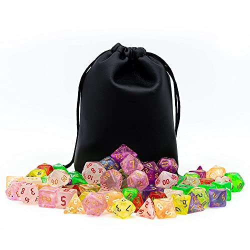 10 Sets DND Dice Polyhedral Dice Set (70pcs) with 2 Leather Bag, D&D Die Set for Dungeons and Dragons, RPG Table Games(10Sets/70Pcs) - color: 10sets/70pcs