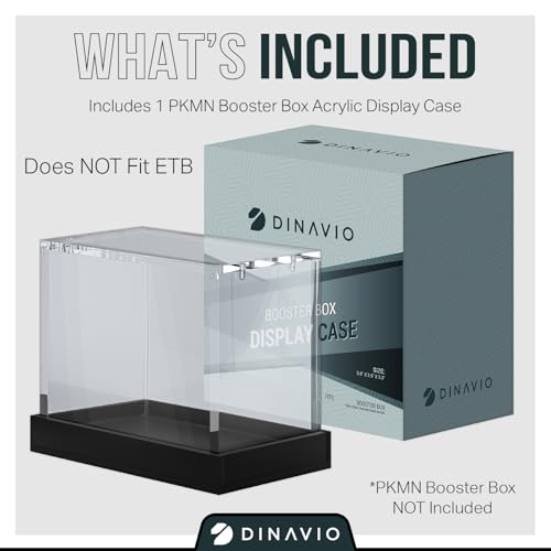Dinavio Crafthouse PKMN Booster Box Case Acrylic Display - Booster Box Protector Case - 8mm + 5mm Acrylic 5x3mm Magnets - Compatible with PKMN Booster Boxes (Black Base) - color: Black Base