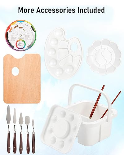 Nicpro 158PCS Deluxe Art Painting Kit with Metal and Solid Beech Wood Easel, Acrylic, Oil & Watercolor Paint Set, Paint Brushes, Canvas, Palette, Paper Pad, Professional Art Set for Adults Artist
