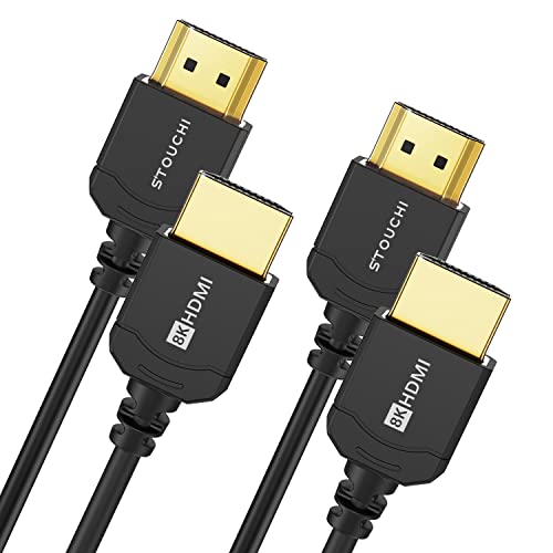 Stouchi Ultra Thin HDMI Cable |Certified 48Gbps|8K Ultra High Speed HDMI® | 6.6FT/2 Packs 8K@60Hz 4K@120Hz, eARC, HDR, Dolby Atmos/Vision Compatible with PS5/Xbox/Roku TV/Gaming Monitors - size: 6.6ft