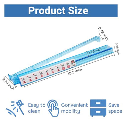CAYOULR Blue Mahjong Racks with Pushers Set of 4 Clear Acrylic Holders | Portable Mahjong Racks Convenient Rotating One-Piece Mahjong Pushers mahjong racks well-made sturdiness - color: Blue