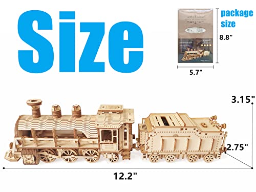 3D Wooden Puzzle - DIY Mechanical Steam Train Model Kits - Wood Crafts Vehicle Building Model - Wooden STEM Brain Teaser Puzzle - Steam Train Christmas Birthday Gifts for Adults & Teens - style: Steam Train
