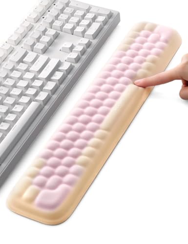 Meatanty Keyboard Wrist Rest, Ergonomic Keypad Support, Soft Memory Foam Hand Rest Pad for Typing Comfort, Computer Desk Accessory for Hand Palm Pain Relief, Laptop Office Home School Women Girl Pink - color: Pastel Pink and Pale Peach, style: Keyboard Re