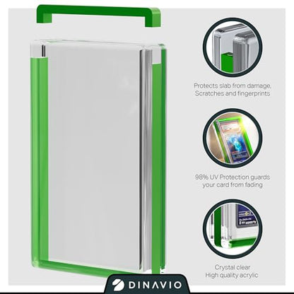 Dinavio Crafthouse PSA Graded Card Display Acrylic Case for Standard PSA and CGC Slabs - Slab Case - PSA Card Case - Graded Card Display Case - Updated Dimensions - Stand Included (Green Border) - color: Green Border