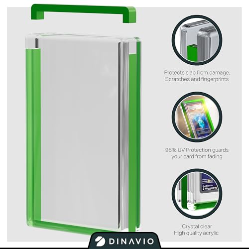 PSA Graded Card Display Acrylic Case for Standard PSA and CGC Slabs - Slab Case - PSA Card Case - Graded Card Display Case - Updated Dimensions - Stand Included (Green Border) - color: Green Border