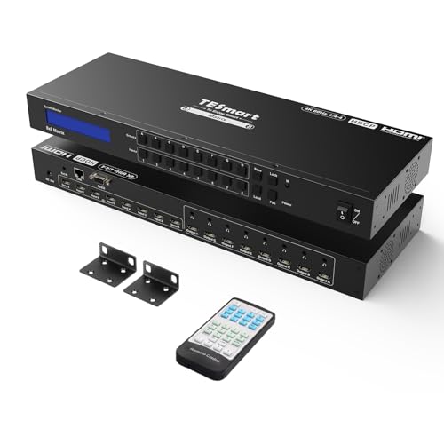 TESmart 8x8 HDMI Matrix 4K Matrix Switcher Support EDID, Ultra HD 4K@60HZ, 8 L/R Audio Output, HDCP 2.2, 8 in 8 Out HDMI Switch with IR Remote Control, RS232, TCP/IP Control, Rack-Mount Vedio Switcher - size: 8 IN 8 OUT 4K60