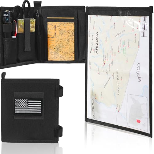Military Map Case & Tactical Map Pouch with MOLLE, Waterproof TPU Holder | 13"x10" Clear Viewing Area, Foldable Design, 1000D Oxford, Land Navigation Kit for Hiking & Patrol - color: Black