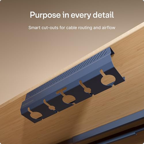 Desktronic Cable Duct Desk Blue Set of 2 - Stainless Steel Cable Management Desk Cable Duct with 5 Cable Cut-Outs - Easy to Install Cable Organiser - Cable Holder - color: Blue