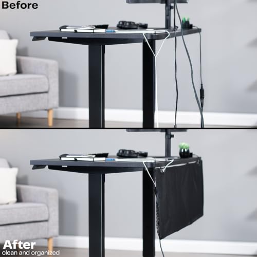 VIVO Black 48 inch Under Desk Privacy and Cable Management Organizer Sleeve, Wire Hider Kit Panel System, DESK-SKIRT-48 - size: 48" Panel