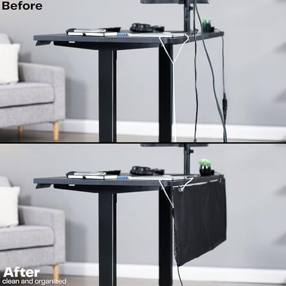 VIVO Black 48 inch Under Desk Privacy and Cable Management Organizer Sleeve, Wire Hider Kit Panel System, DESK-SKIRT-48 - size: 48" Panel
