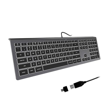 USB Wired Keyboard for Mac with White Backlight, Compatible with Mac mini, iMac, MacBook, Plug and Play Full-Sized Keyboard for Office, Home Use
