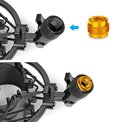 2 PCS Gold Colour Adapter for HyperX QuadCast Mic, Blue Yeti, Rode, Razer, Shure and Most USB Microphone, Shock Mount, Boom Arm Screw Thread Adapter 5/8" Male to 3/8" Female Screw Adapter by YOUSHARES - color: 2PCS