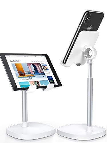 LISEN Phone Stand for Desk, Cell Phone Holder, White Gaming Accessories | Phone Stand White, Adjustable Phone Stand for Desk, Phone Stand, iPhone Stand Compatible with Switch iPad, 4-10 in Devices - color: White