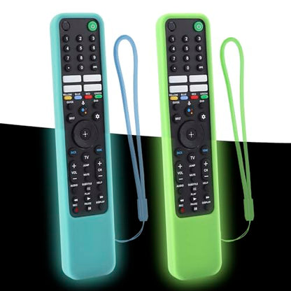2 Pack Cover for Sony TV Remote RMF-TX600U RMF-TX500U RMF-TX500E RMF-TX600E | Protective Silicone Case for Sony RMF-TX621U RMF-TX520U Remote Control Waterproof, Anti-slip (Glow Green + Glow Blue) - color: Glow Green + Glow Blue