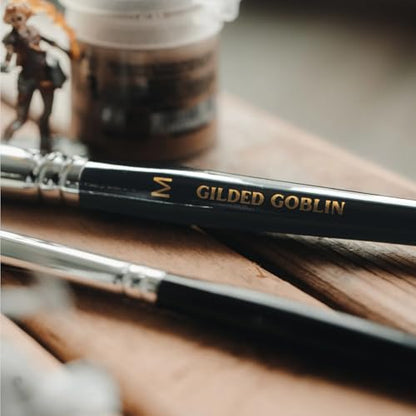 Kolinsky Sable Miniature Paint Brush Set – 6 Detail & Dry Brushes for Miniature Painting, Warhammer, D&D, Model Painting, Acrylics – Professional Fine Tip Brushes by Gilded Goblin Tools & Crafts