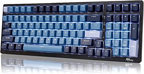 RK ROYAL KLUDGE RK98 Wireless Mechanical Keyboard, Triple Mode 2.4G/BT5.1/USB-C Hot Swappable Keyboard with Number Pad, Pre-lubed Linear Switches RGB Backlit Gaming Keyboard, Software Support - color: Blue, size: Hot Swap Red Switch