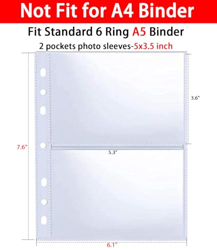 30 Pack 120 Pockets 3.5x5 Photocard Sleeves for 6 Ring A5 Binder, Ultra-Clear Sleeves, Double-Sided 2 Pocket Pages, Top Loading Sheet Protector for Photos, Postcards, Seed Packets - color: 3.5x5" - 30 Pack 120 Pockets