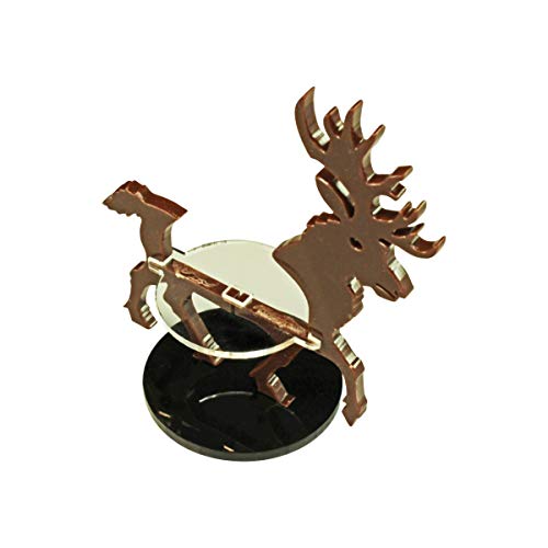 LITKO Stag Character Mount | Compatible with D&D & Pathfinder | Brown acrylic stag mount | 40mm round base | 30mm platform for hero | Requires glue assembly - size: 40mm Circular Base