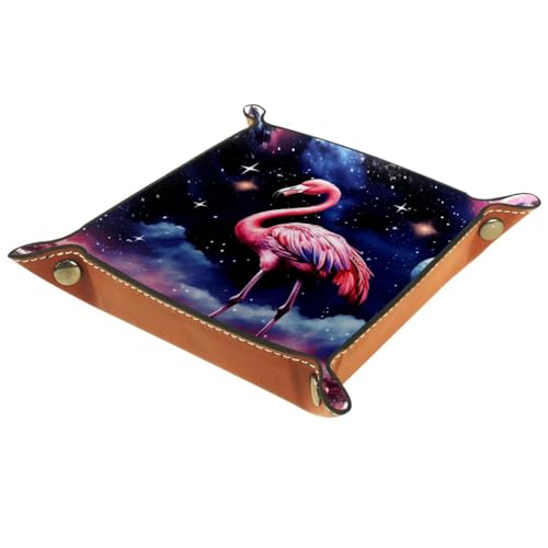 Starry Flamingo Planet Dice Tray PU Leather Dice Rolling Tray Folding Dice Holder for Dice Games, Like RPG, DND and Other Table Games - color: Multi 10