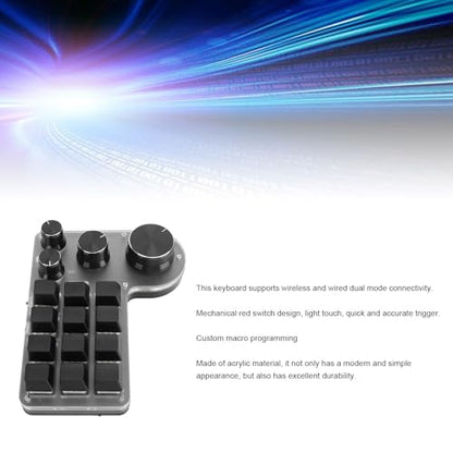 Macro Pad Macro Keyboard, Programmable Keypad Customized 12 Keys Mini Mechanical Gaming Keyboard, One Handed Keyboard Micro Keyboard Macropad 4 Knobs