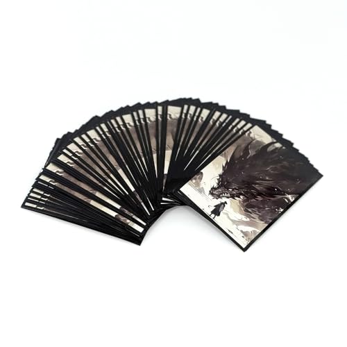 100 PCS MTG Card Sleeves, TCG Card Protective Sleeves Size is 2.6 x 3.6 in Applicable to OCG CCG DTCG PTCG, Fit Standard Size Cards (Black Dragon) - color: Clear