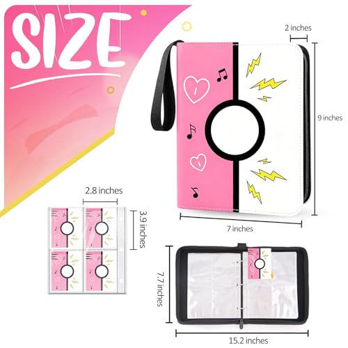 Collectible Trading Card Albums, 400 Card Holders with 50 Removable Sleeves, Portable 4 Pockets Collectible Trading Card Binder, PU Card Collection Binder for MTG, TCG, Sport Card, Game Cards - color: PETAL PINK