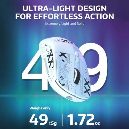 MAMBASNAKE Attack Shark X6 Wireless Gaming Mouse,RGB Magnetic Charging Dock,X3 Upgrade, 49g Ultralight 2.4GHz/BT5.2/USB-C Tri-Mode,PAW3395 Sensor 26KDPI,G502 Programmable Mice for Win/Mac-White&Tape - color: White&Tape