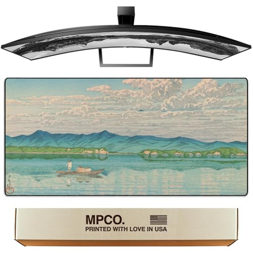 MPCO. Original Large Gaming Desk Mat – 36" x 17" Duraglyde Ukiyo-E Lake Hamana Full Desk Mouse Pad for Smooth Precision – Non-Slip, Washable Extra-Large PC Mouse Pad for Gaming Sessions - color: Lake Hamana - DuraGlyde, size: 36L x 17W inches
