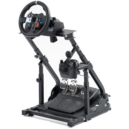 Supllueer Racing Steering Wheel Stand with Double Arm Reinforcing Bar Support Fit for Logitech G25 G27 G29 G920 G923, for Thrustmaster T300RS, Sim Racing Frame,No Wheel Pedal Shift Seat