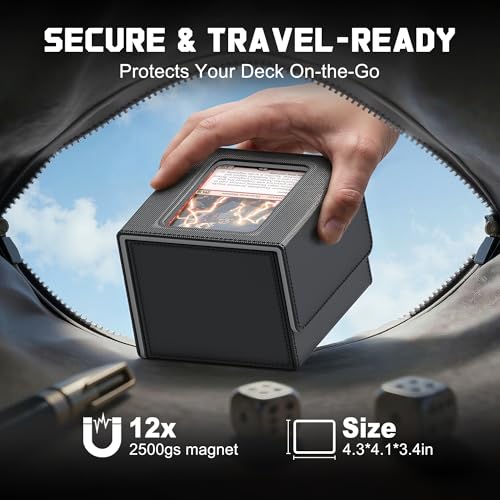 Kabinka MTG Deck Box with Window, Commander Deck Box for Trading Cards, Holds 110+ Double Sleeved Cards, Fits TCG CCG EDH (Black) - color: Black Gray