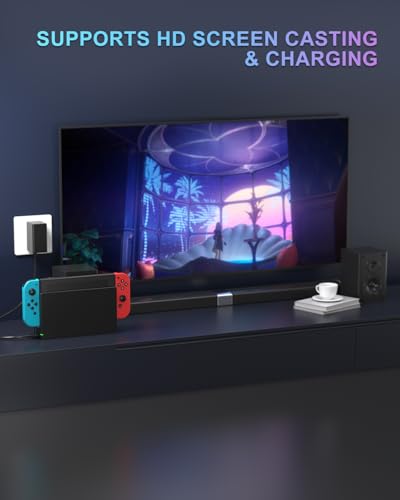 Dock Station for Switch/Switch OLED, Replacement 3-in-1 TV Dock Set with Original IC Module, AC Charger & High-Speed HDMI Cable for 1080P HD Output & Console Charging（Not Compatible with Switch 2）
