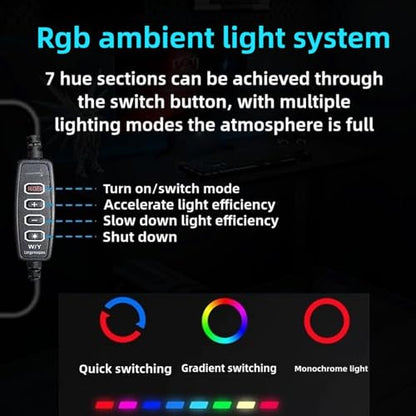 RGB Microphone Arm Stand, Metal Adjustable Desktop with 22 Color Modes and Large Damping Knob, for Gaming Streaming Podcasting