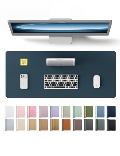 YSAGi Leather Desk Protector, Office Mat, Large Mouse Mat, Non-Slip PU Leather Blotter, Laptop Desk Mat, Waterproof Writing Pad for Office and Home (Dark Blue, 23.6" x 13.8") - color: Dark Blue, size: 23.6" x 13.8"