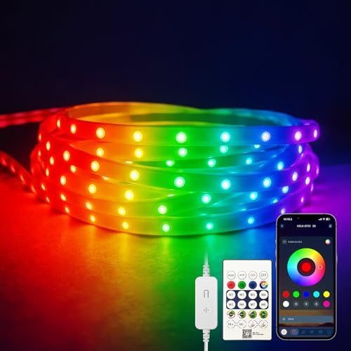 Multi-Color RGB LED Rope Lights 9.84ft 5V USB, Remote & App for Room | Self-adhesive flexible strip, 150+ dynamic effects, TV backlight & room decor, for bedroom/living room/holiday - color: 9.84ft