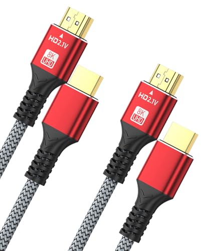 2-Pack/9.8FT 8K Video Cable, Compatible with HDMI 2.1 Devices [8K@60Hz 4K@240Hz 144Hz 120Hz] UHD, 3D ，48Gbps High Speed Cord Compatible for PC, Laptop, PS5/PS4 Pro, Switch, Xbox, and More - size: 9.8T(3m)