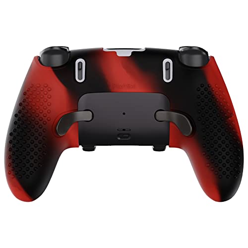 PlayVital 3D Studded Edition Anti-Slip Silicone Cover Case for ps5 Edge Controller, Soft Rubber Protector Skin for ps5 Edge Wireless Controller with 6 Thumb Grip Caps - Red & Black - color: Red & Black