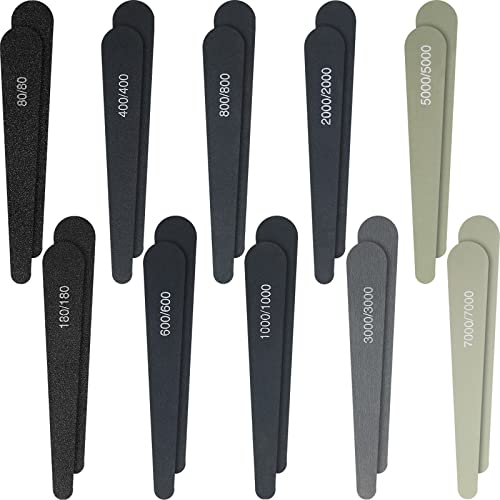 Honoson 20 Pcs Sanding Sticks for Plastic Models 3D Print Polishing Sticks Assorted Metal and Wood Sanding Tools Accessory for Model Craft Amateur Beginner(Low Grits Rating,Water Drop Style) - style: Water Drop Style