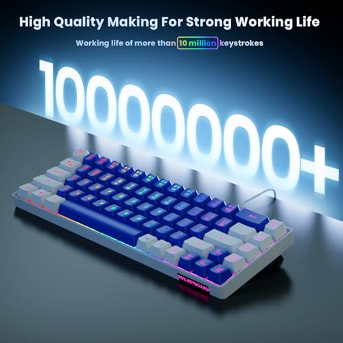 GEODMAER 65% Gaming Keyboard, LED Backlit Mini Wired Keyboard, Ultra-Compact Anti-Ghosting No-Conflict 68 Keys Membrane Gaming Wired Keyboard for PC Laptop Windows Gamer