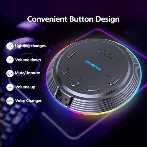 Gaming USB Microphone with 5 Voice Changes, Mute Button, Desktop Podcast Mic, Volume Control, RGB Condenser Computer Microphone for PC Gamer, YouTube, Streaming, Conference, Class - style: Dark Gray
