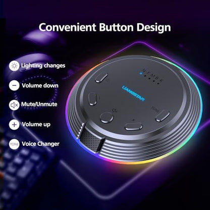 Gaming USB Microphone with 5 Voice Changes, Mute Button, Desktop Podcast Mic, Volume Control, RGB Condenser Computer Microphone for PC Gamer, YouTube, Streaming, Conference, Class - style: Dark Gray