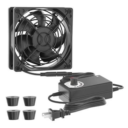 Computer Fan with AC Plug Zirsso 80mm 110V 120V 220V 240V Fan with Speed Controller for Receiver DVR PlayStation Xbox Computer Cabinet Cooling