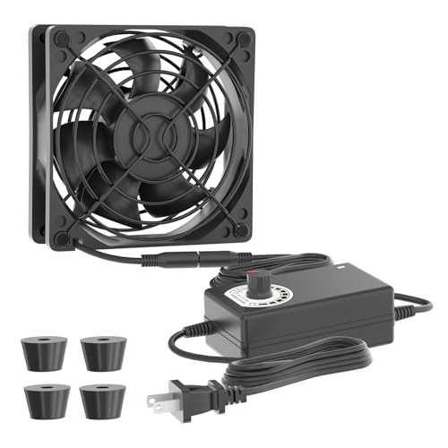 Computer Fan with AC Plug Zirsso 80mm 110V 120V 220V 240V Fan with Speed Controller for Receiver DVR PlayStation Xbox Computer Cabinet Cooling
