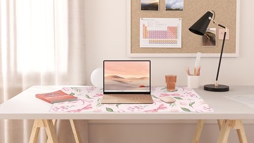Baziabbo Pink Desk Mat,XXL Extended Big Mouse Pad,Gaming Mousepad with Stitched Edge,Non-Slip Rubber Base Keyboard Desk Pad for Home Office Study Game - color: Bowknot Flower
