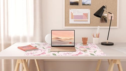 Baziabbo Pink Desk Mat,XXL Extended Big Mouse Pad,Gaming Mousepad with Stitched Edge,Non-Slip Rubber Base Keyboard Desk Pad for Home Office Study Game - color: Bowknot Flower