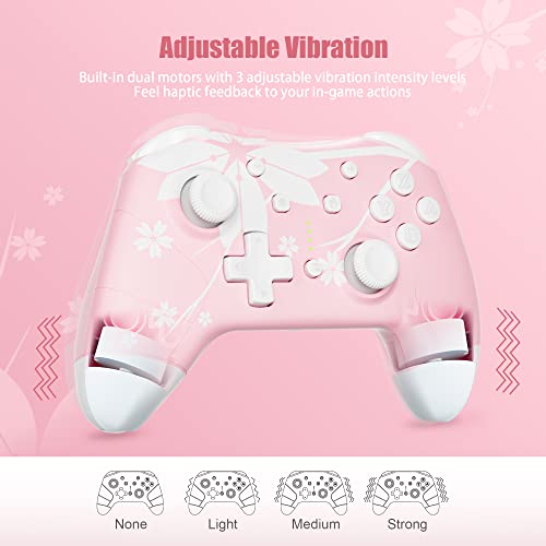 Mytrix Wireless Controller for Windows PC iOS Android Steam Deck, Bluetooth Controller with Programmable Buttons, Turbo & Vibration - Pink - color: Light Pink