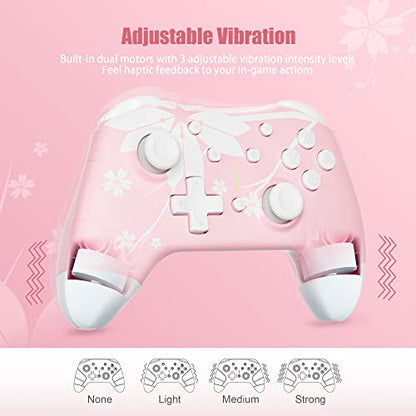 Mytrix Wireless Controller for Windows PC iOS Android Steam Deck, Bluetooth Controller with Programmable Buttons, Turbo & Vibration - Pink - color: Light Pink