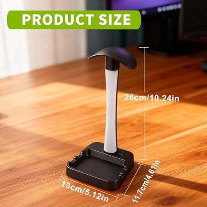 Headphone Stand with Charger,Gaming Headset stand with RGB Light Mode,For Airpod Max Stand,Desk Lamp,Phone Holder,Tablet Holder,desktop organizer,Gifts for Gamers & Music Lover(Black) - color: Black