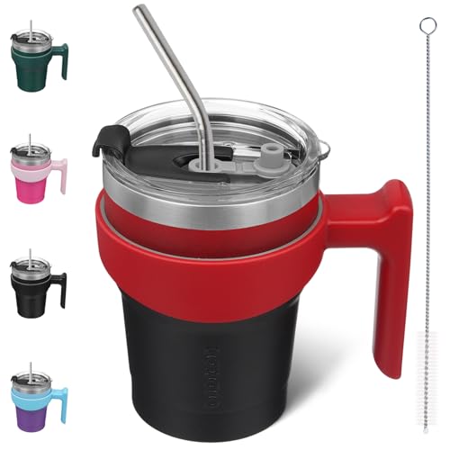 BJPKPK 10 oz Mini Tumbler with Lid, Straw & Handle, Insulated Steel Cup | Small, Spill Proof, Leak Proof, Thermal, Double Wall Vacuum, Sweatproof, Dishwasher Safe, BPA Free, Blood Moon - color: Blood Moon, size: 10 Ounces