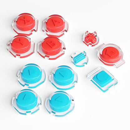 eXtremeRate Replacement Two-Tone Jelly Buttons for JoyCon, Blue Red & Clear w/Symbols Custom Controller ABXY Direction Home Capture + - Keys, DIY Action Face Buttons for Nintendo Switch & Switch OLED - color: Left Blue & Right Red & Clear
